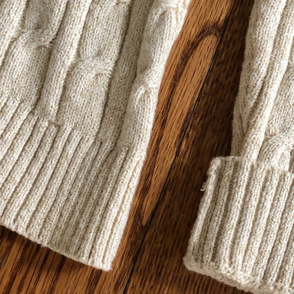 90s Vintage Charter Club Metallic Thread Cable Knit Sweater Ecru Size Small - Picture 5 of 11
